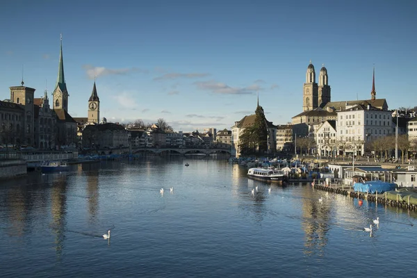 Switzerland Zurich View Limmat River Limmatquai — Stock Photo, Image