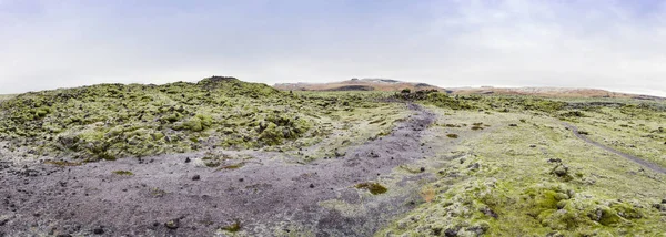 Vista Dos Campos Lava Musgosos Durante Dia Islândia — Fotografia de Stock