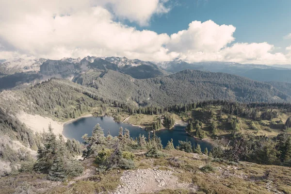 Kilátás Nyílik Tóra Erdő Nappali British Columbia Kanada — Stock Fotó