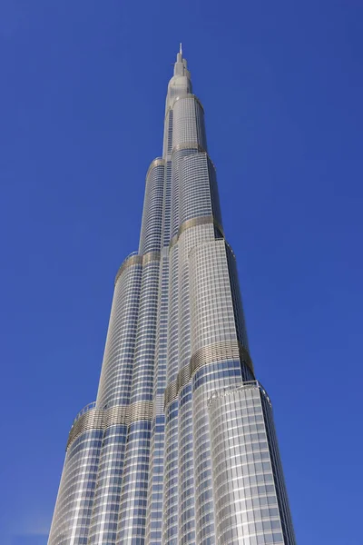 Dubai Vista Para Burj Khalifa Frente Céu Azul — Fotografia de Stock