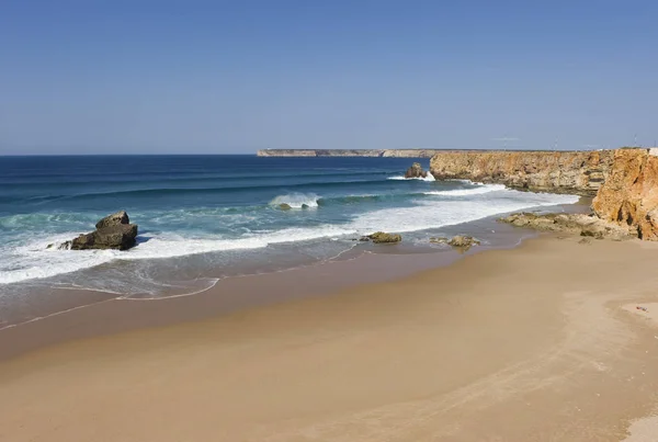 Portugal Algarve Sagres Vista Playa Con Acantilados — Foto de Stock
