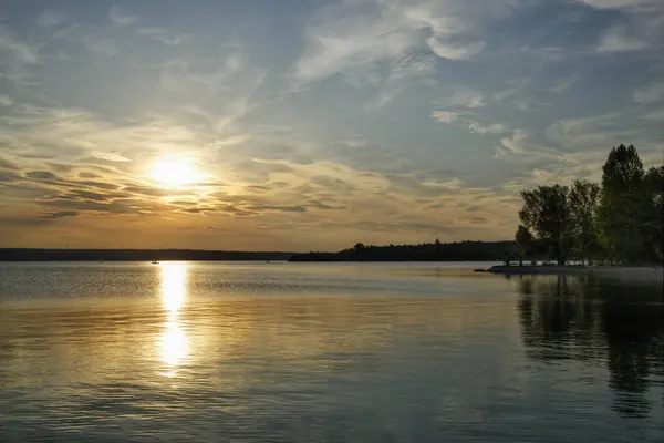 Allemagne Bavière Lac Ammersee Herrsching Coucher Soleil — Photo