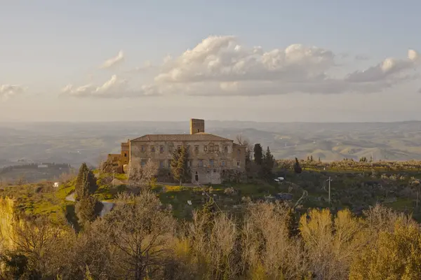 Italy Tuscany Volterra Country House Rolling Landscape — Stock Photo, Image