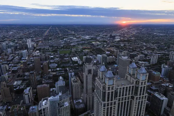 Erhöhte Ansicht Der Stadt Vom John Hancock Tower Der Abenddämmerung — Stockfoto