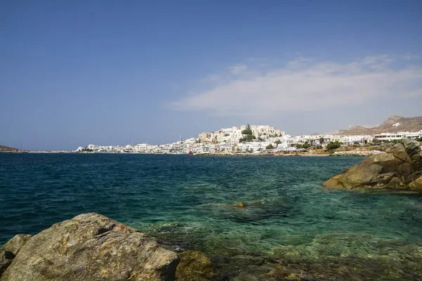 Griekenland Cycladen Naxos Stad Haven Overdag — Stockfoto