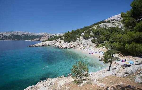 Chorwacja Widok Plaży Wyspie Krk Ciągu Dnia — Zdjęcie stockowe