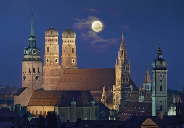 Duitsland Beieren München Uitzicht Stad Bij Nacht — Stockfoto