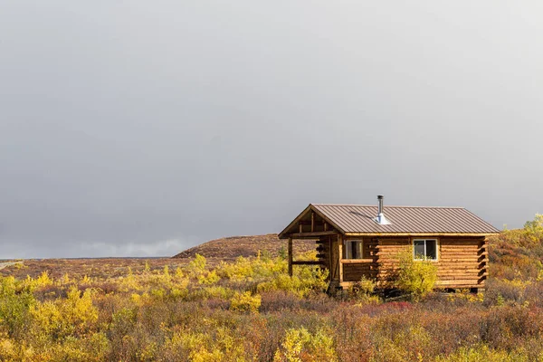 Usa Alaska Landscape House Autumn Alaska Range — Stock Photo, Image