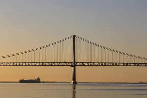 Португалия Лисбон Вид Мост Абриль Видом Закат — стоковое фото