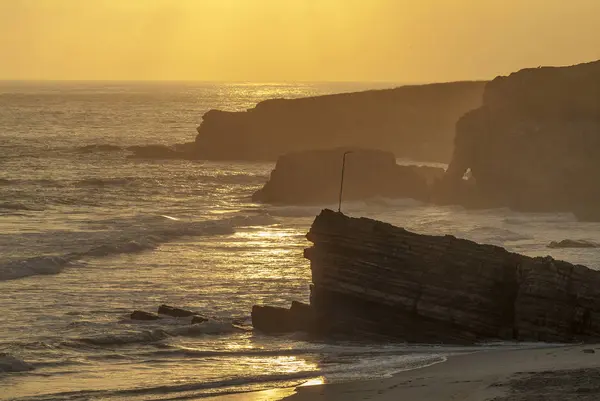 西班牙 Calicia 坎塔布连海 早晨的心情在海滩 Longara — 图库照片