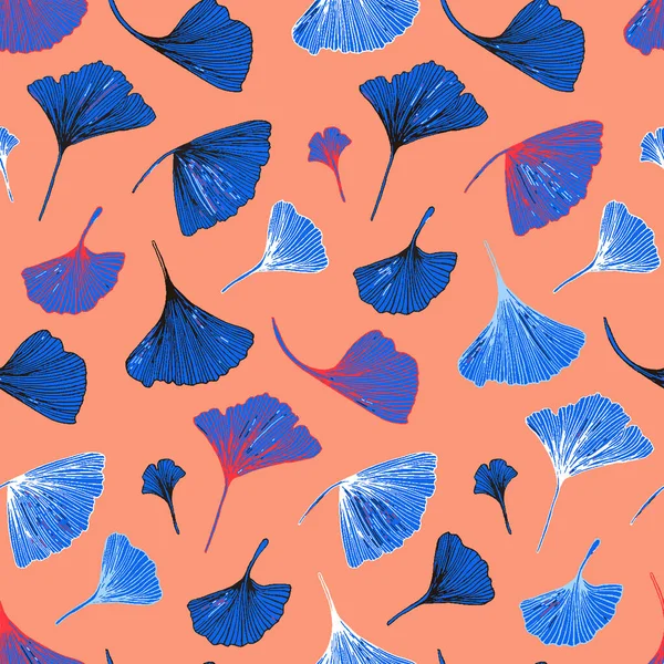 Винтажный отпечаток с листьями гинкго на весну Лицензионные Стоковые Иллюстрации