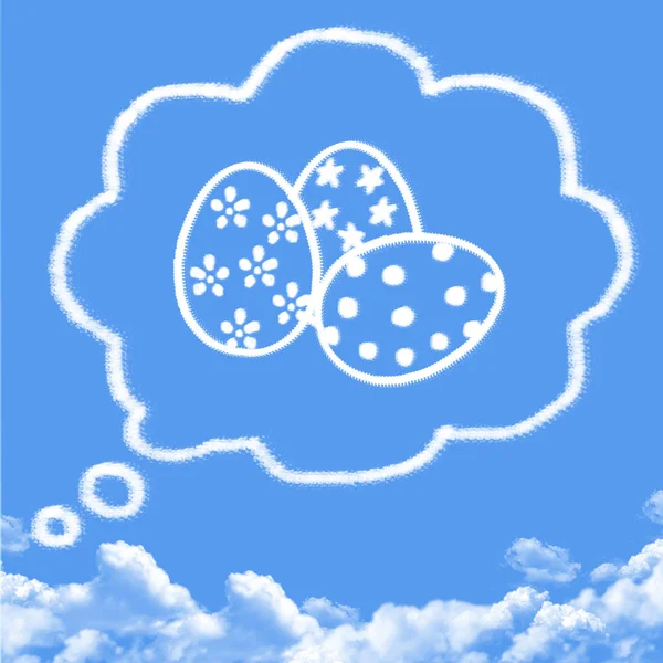 Think easter eggs cloud shape — Stock Photo, Image