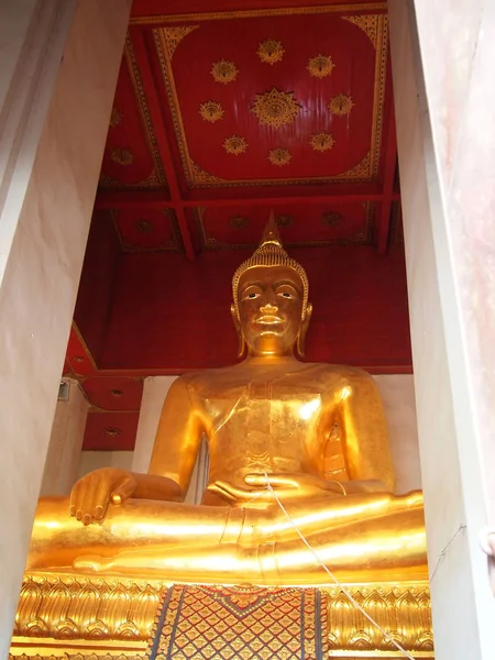 Ayutthaya, Tailandia - 9 de agosto de 2015: Estatua de Buda se encuentra en el parque histórico de Ayuttaya, Tailandia — Foto de Stock