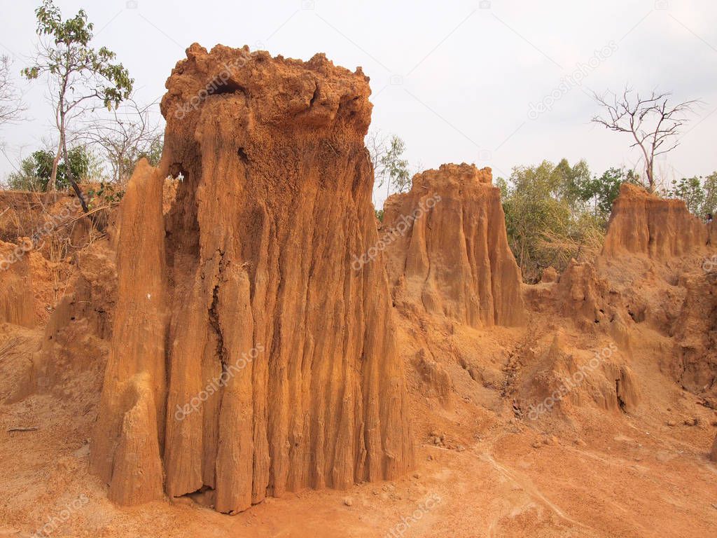 Lalu Park in Sakaeo province, Thailand, due to soil erosion has produced stranges shapes