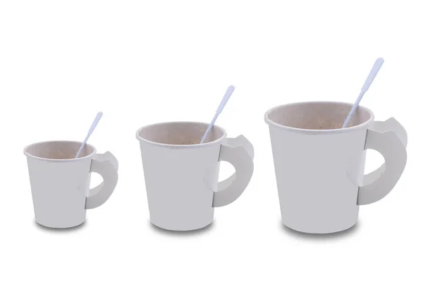 Набір Розмірів Паперових Чашок Кави Білому Тлі — стокове фото