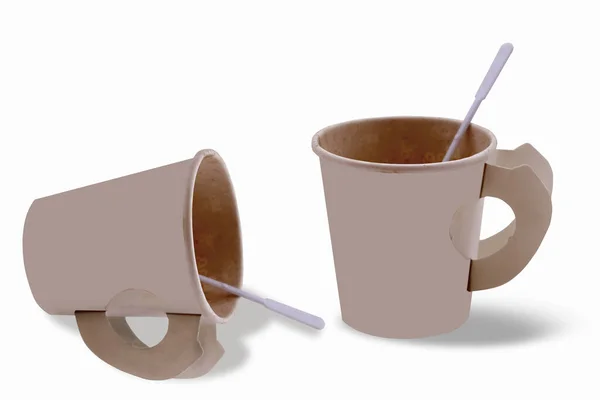 Uppsättning Papper Kaffekoppar Vit Bakgrund — Stockfoto