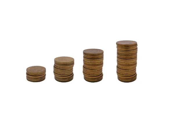 Coin Stacks White Background — Stock Photo, Image