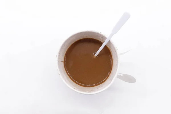 Top View Paper Cup Coffee White Background — Stock Photo, Image