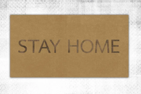 Illustration Brown Paper Texture Text Stay Home Vintage Cardboard Background — Stock Photo, Image