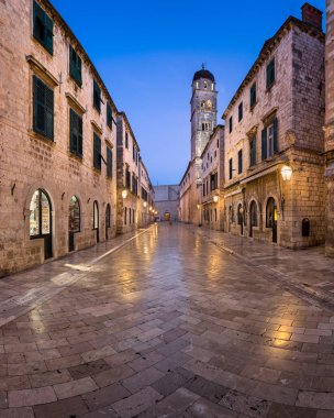 Stradun Caddesi sabah, Dubrovnik, Dalmaçya, Hırvatistan Panoraması