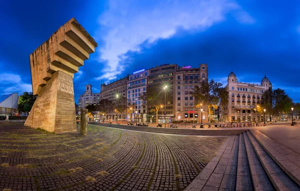Sabah, Barselona, İspanya, Placa de Catalunya Panoraması — Stok fotoğraf