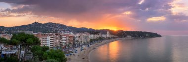 Bir Lloret de Mar sabah Costa Brava, Catalonia Panoraması