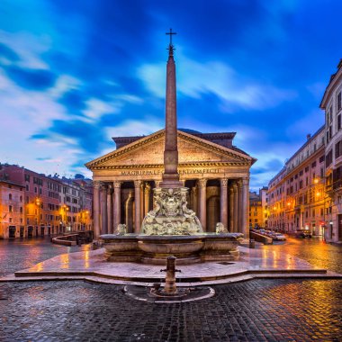 Piazza della rotonda ve pantheon sabah, Roma, İtalya