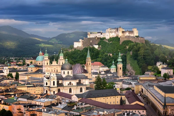 Aerial View of Salzburg in the Evening, Austria — Stock Photo, Image