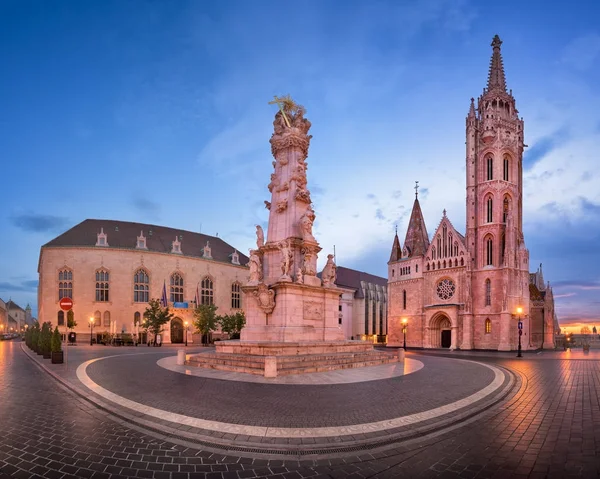 圣马蒂亚斯教堂和三位一体广场全景 — 图库照片