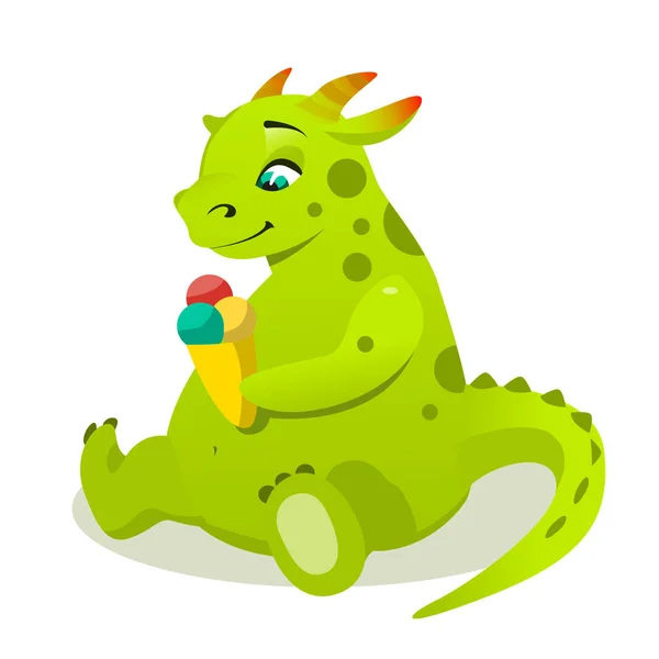 Niedlichen Dino-Charakter Eis essen — Stockvektor