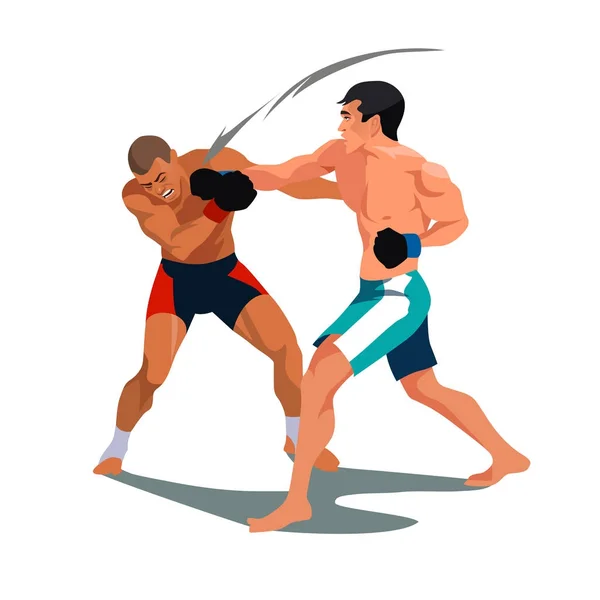 Due uomini stanno facendo boxe. Combatti l'uno di fronte all'altro in un incontro. Vettore — Vettoriale Stock
