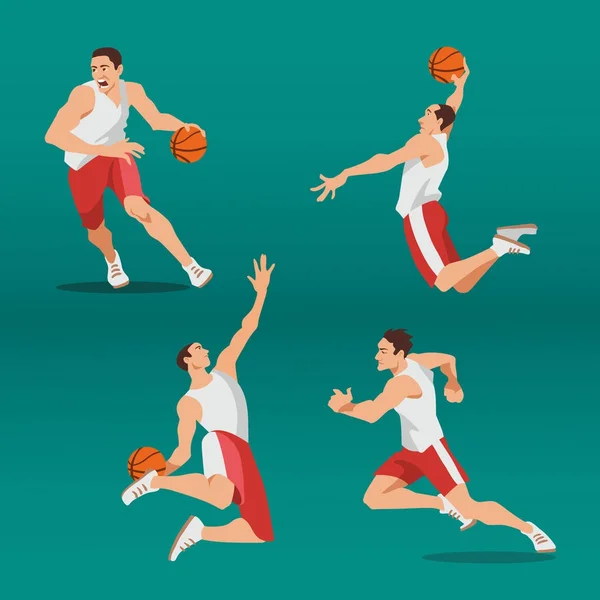 Basketballspieler dreht Ball. — Stockvektor
