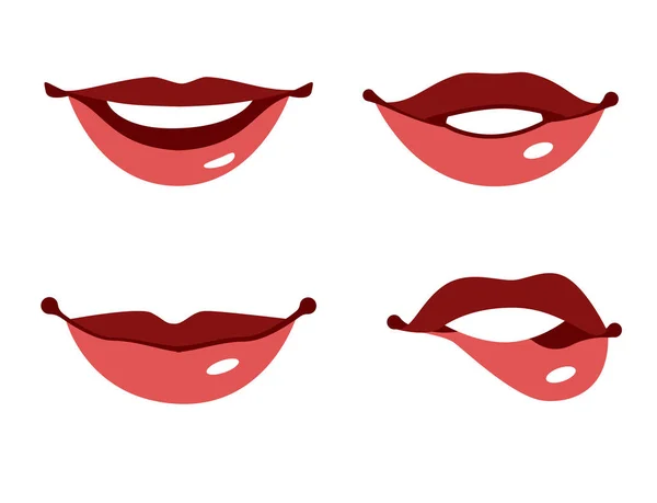 唇を設定します。白い背景の上の唇の 4 ベクトル イラスト — ストックベクタ