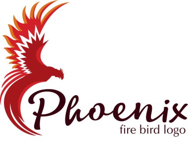 Phoenix kuş logosu. Renkli vektör logosu. Ateş kuşu..
