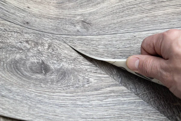 Roll of linoleum with a wood texture. Linoleum cutting. Floor coverings. — Stock Photo, Image