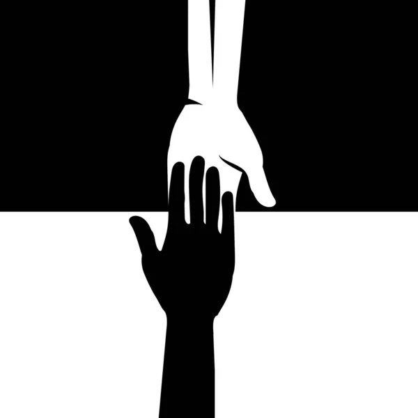 Les mains tendues l'une vers l'autre. Salut de l'homme . — Image vectorielle