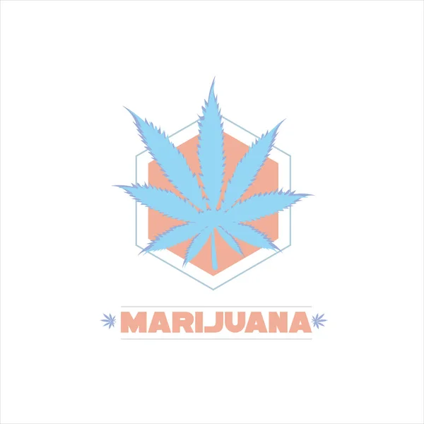 Cannabis vector logo. Cannabis leaf and hexagon. On a white background. — Stock Vector