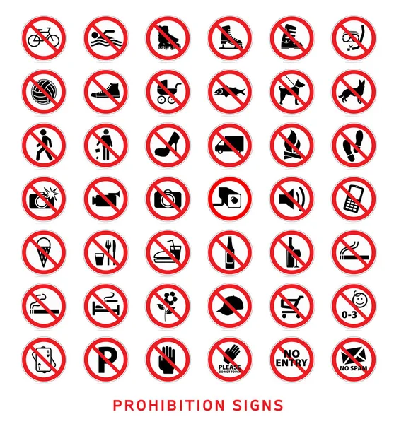 Prohibition signs vector collection — Stock Vector