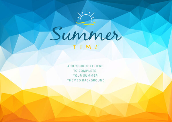Polygonal shapes Summer time background with text - illustration.