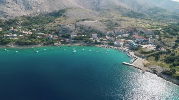 Città Stara Baska Isola Krk Croazia Veduta Aerea Stara Baska — Video Stock