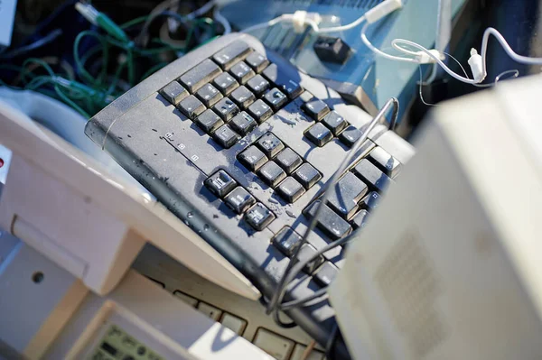 Recycling industry - Old computer and electronic waste.  Container for old computer and electronic waste.