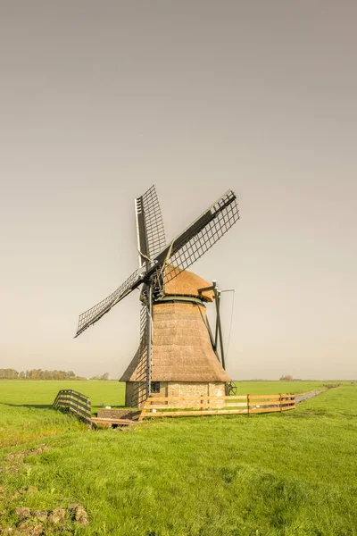 Moinho de vento holandês De Snip na Frísia . — Fotografia de Stock