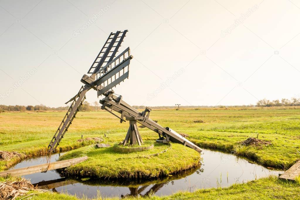 Paaltjasker windmill in Kalenberg in Friesland, Netherlands.