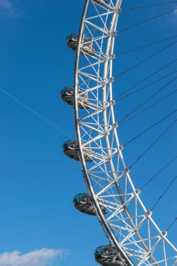 Londra, İngiltere - 17 Ekim 2017: Londra, İngiltere Londra göz kapsül görünümünde holding turizm ile yakın çekim.