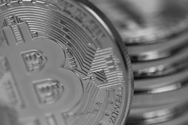 Aşırı altın Bitcoin para Bitcoin cryptocurrency kapatın. İş kavramı.