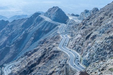 Al Hada dağ içinde Taif City, Suudi Arabistan ile güzel görünümü Dağları'nın ve Al Hada yol inbetween dağlar.