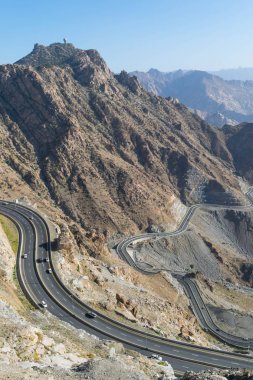 Al Hada dağ içinde Taif City, Suudi Arabistan ile güzel görünümü Dağları'nın ve Al Hada yol inbetween dağlar.