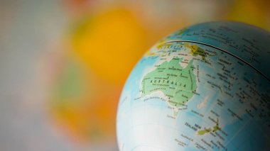 Avustralya harita üzerinde bir küre içinde belgili tanımlık geçmiş earth harita ile.