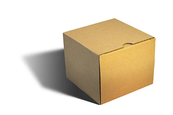 Closed carton box over white — Stock Photo, Image