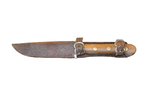 Винтажный нож в кожаных ножницах — стоковое фото